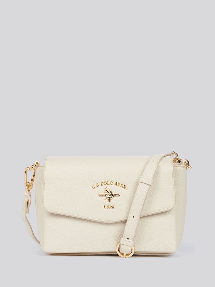 U.S. Polo Assn. Cream Womens Stanford Flap Cross-Body Bag - Image 2 of 6