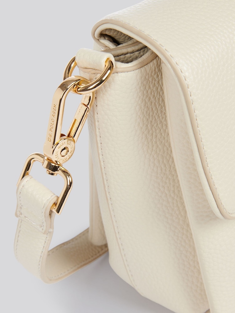 U.S. Polo Assn. Cream Womens Stanford Flap Cross-Body Bag - Image 6 of 6