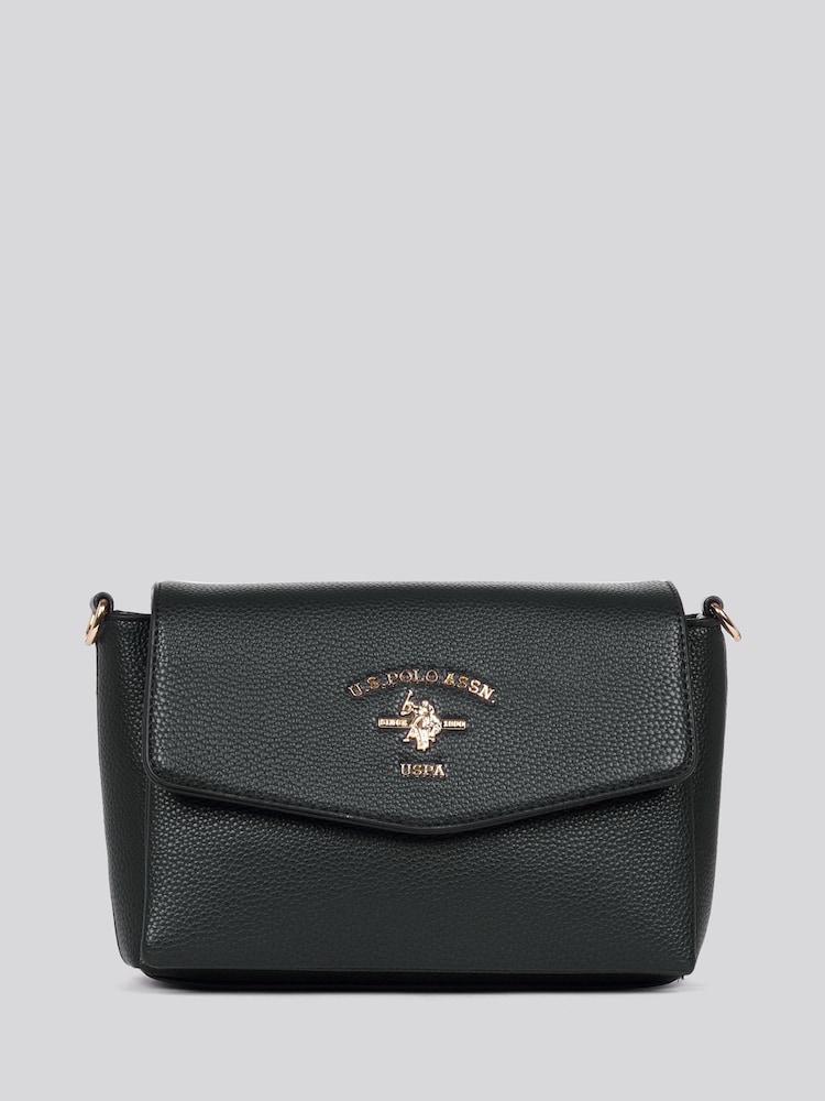 U.S. Polo Assn. Black Womens Stanford Flap Cross-Body Bag - Image 1 of 6
