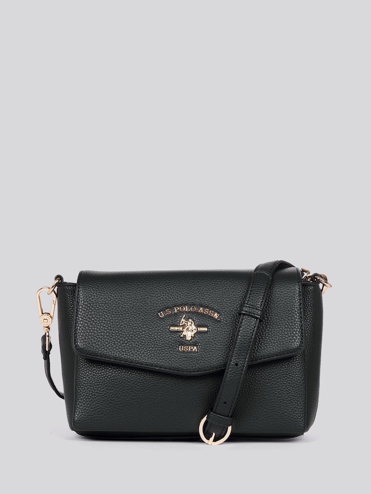 U.S. Polo Assn. Black Womens Stanford Flap Cross-Body Bag - Image 2 of 6