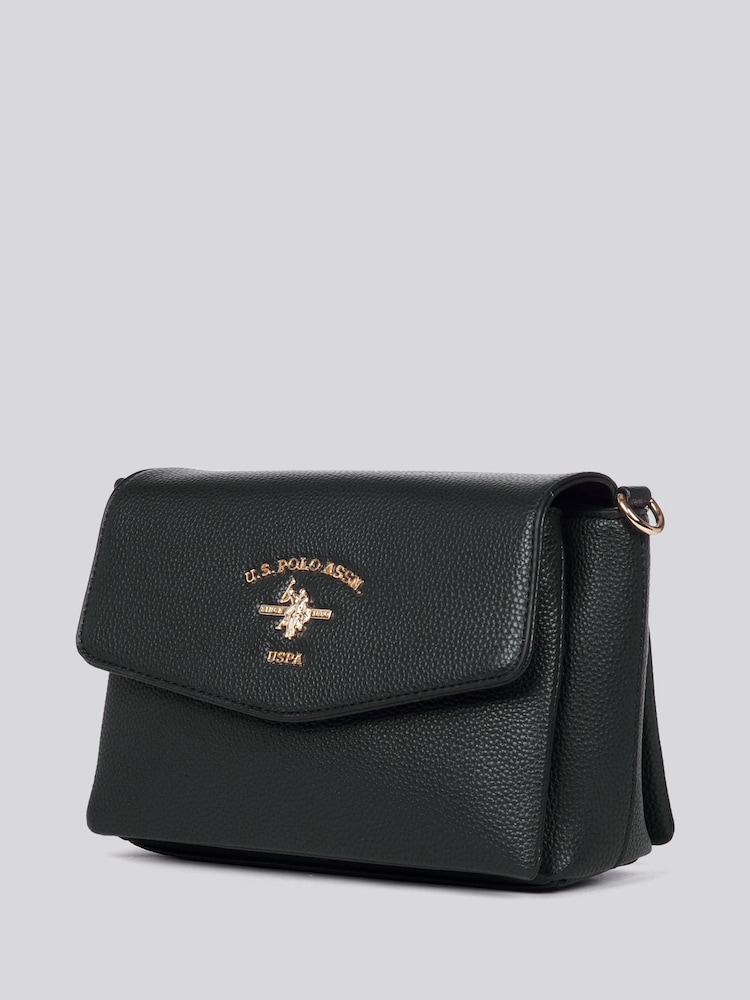 U.S. Polo Assn. Black Womens Stanford Flap Cross-Body Bag - Image 4 of 6