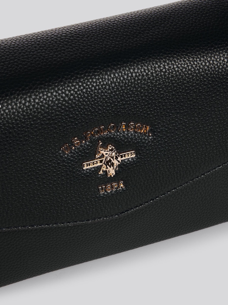 U.S. Polo Assn. Black Womens Stanford Flap Cross-Body Bag - Image 5 of 6