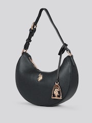 Preto - U.S. Polo Assn. Bolsa Hobo pequena redonda Jones para mulheres - Imagem 2 de 7