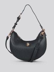 Preto - U.S. Polo Assn. Bolsa Hobo pequena redonda Jones para mulheres - Imagem 4 de 7