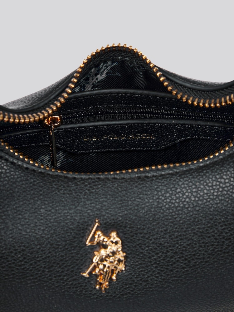 Preto - U.S. Polo Assn. Bolsa Hobo pequena redonda Jones para mulheres - Imagem 7 de 7