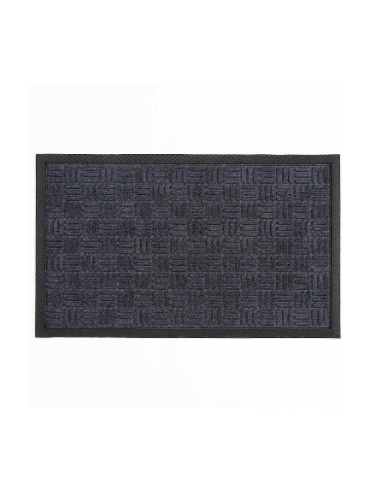 Esselle Grey Millbrook Cross Embossed Backed Polypropylene Doormat 45x75cm - Image 1 of 3