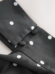 Albastru bleumarin cu buline - Polka Dot Satin Halter Top - Imaginea 2 din 4