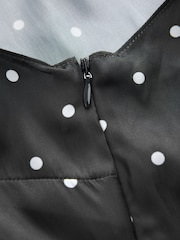 Albastru bleumarin cu buline - Polka Dot Satin Halter Top - Imaginea 3 din 4