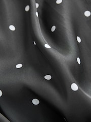 Albastru bleumarin cu buline - Polka Dot Satin Halter Top - Imaginea 4 din 4