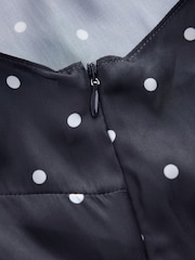 Dunkles Marineblau - Polka Dot Satin Halter Top - Bild 9 von 9