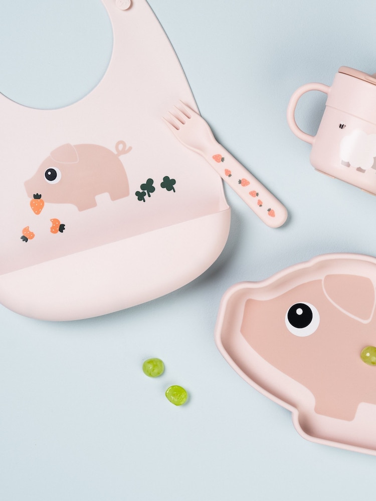 Done by Deer Pink Silicone Bib Pigee - Image 1 of 3