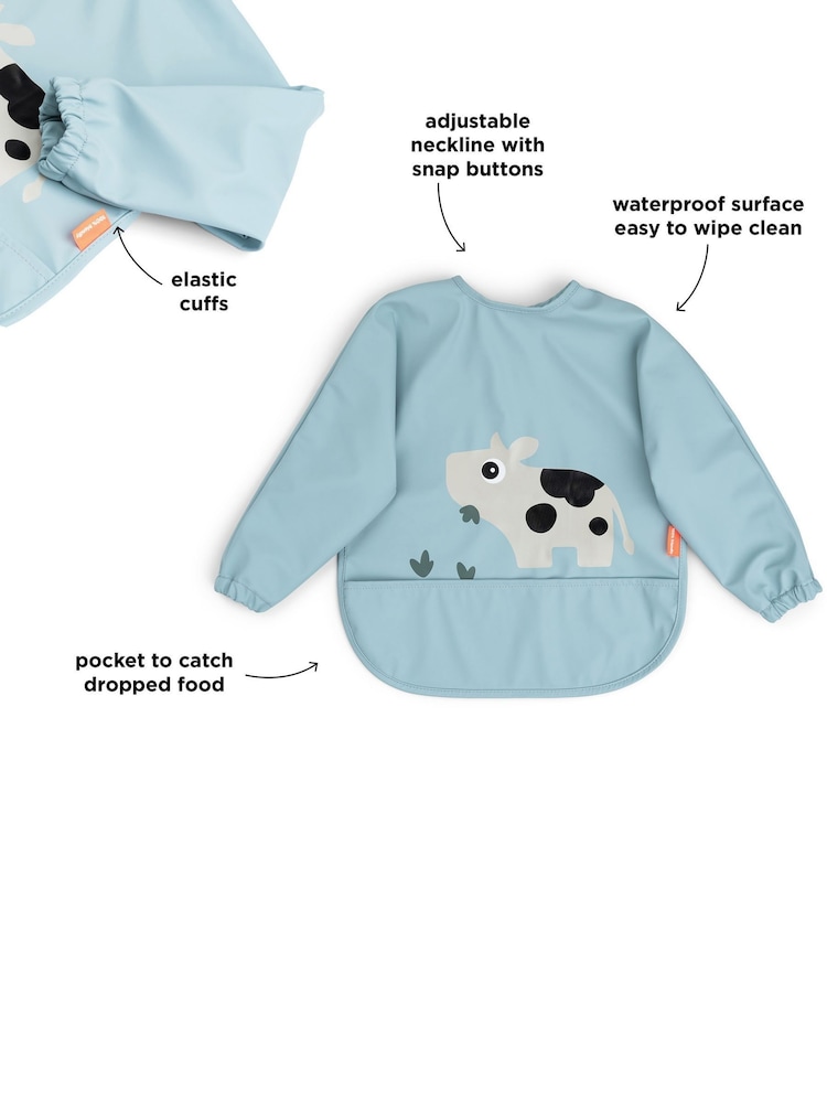 Done by Deer Blue Sleeved Pocket Bib Tiny Farm - Image 4 of 4