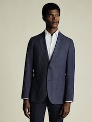 Charles Tyrwhitt Blue Slim Fit Slim Fit Italian Luxury Hopsack Jacket - Image 1 of 5