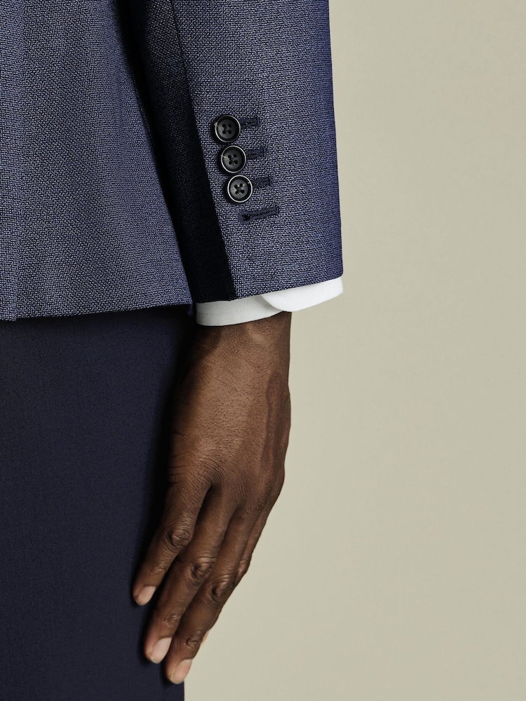 Charles Tyrwhitt Blue Slim Fit Slim Fit Italian Luxury Hopsack Jacket - Image 2 of 5