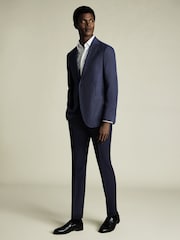 Charles Tyrwhitt Blue Slim Fit Slim Fit Italian Luxury Hopsack Jacket - Image 3 of 5
