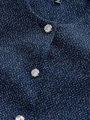 Navy Fleck Boucle Belted Jacket - Image 7 of 8