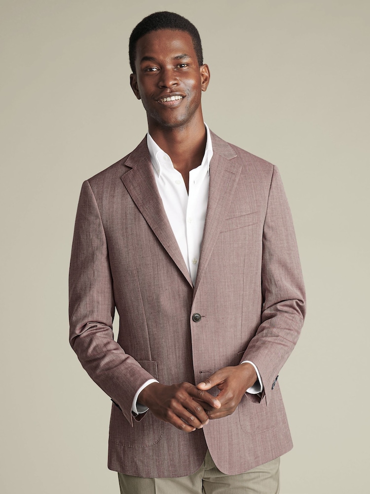 Charles Tyrwhitt Red Slim Fit Wool Silk Jacket - Image 1 of 5
