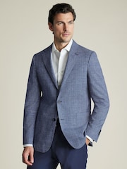 Charles Tyrwhitt Blue Slim Fit Wool Silk Jacket - Image 1 of 6