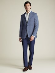 Charles Tyrwhitt Blue Slim Fit Wool Silk Jacket - Image 4 of 6