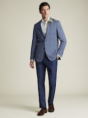 Charles Tyrwhitt Blue Slim Fit Wool Silk Jacket - Image 6 of 6