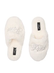Victoria's Secret PINK Winter White Faux Fur Slippers - Image 1 of 2