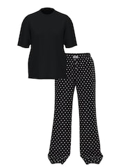 Victoria's Secret Black Asprin Dot Flannel Short Sleeve Long Pyjama Set - Image 3 of 3