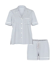 Victoria's Secret Medium Heather Grey & White Stripe Modal Short Pyjamas Set - Image 1 of 3