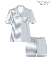 Victoria's Secret Medium Heather Grey & White Stripe Modal Short Pyjamas Set - Image 3 of 3