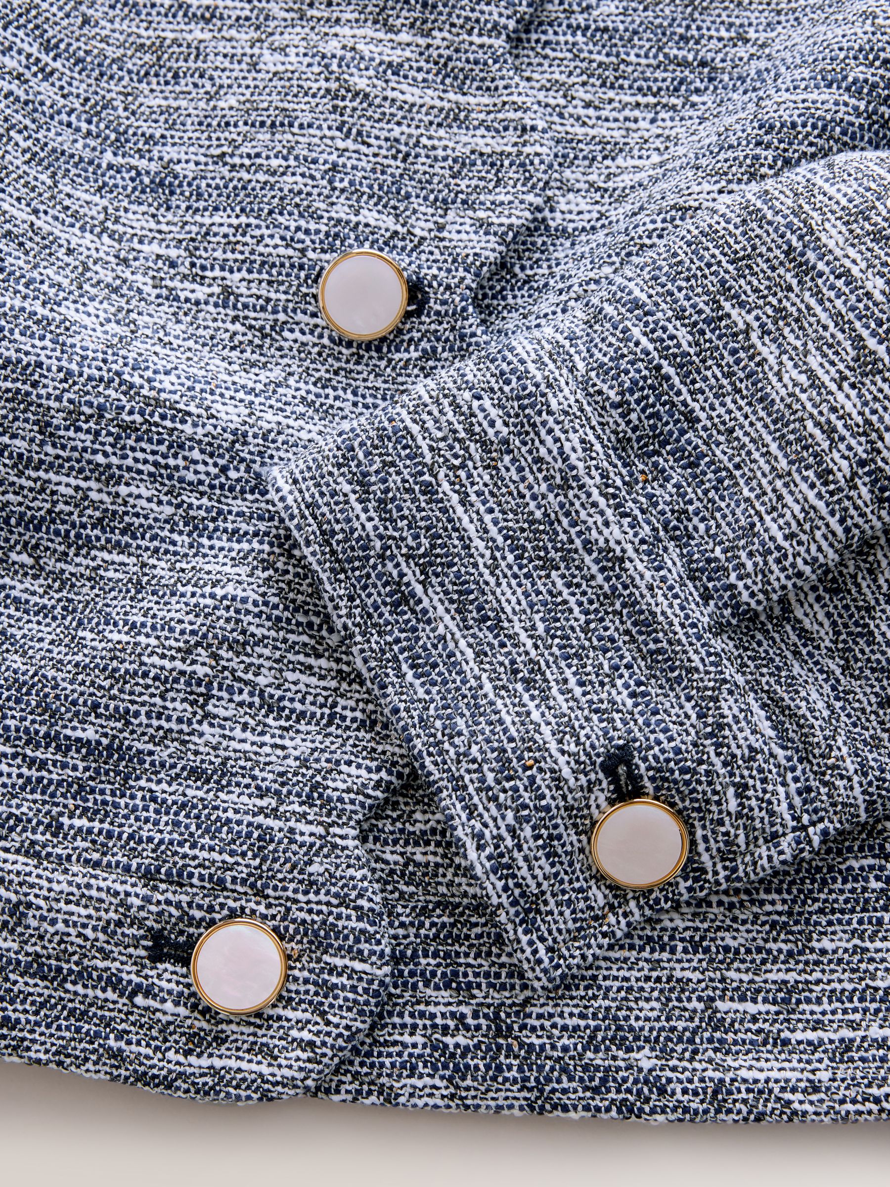 Buy Blue Marl Boucle Scallop Collarless Jacket from Next Romania