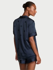 Victoria's Secret Dot Twilight Jacquard Blue Satin Short Pyjamas Set - Image 2 of 4