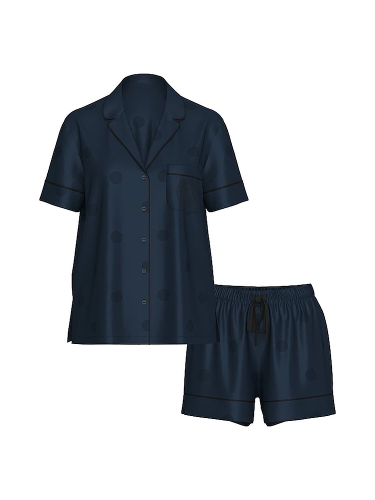 Victoria's Secret Dot Twilight Jacquard Blue Satin Short Pyjamas Set - Image 4 of 4