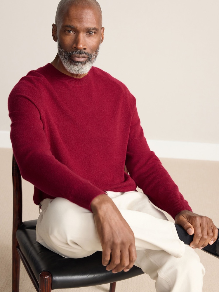 Red Regular Fit Signature 100% Cashmere Crew Neck Jumper - Image 5 of 5