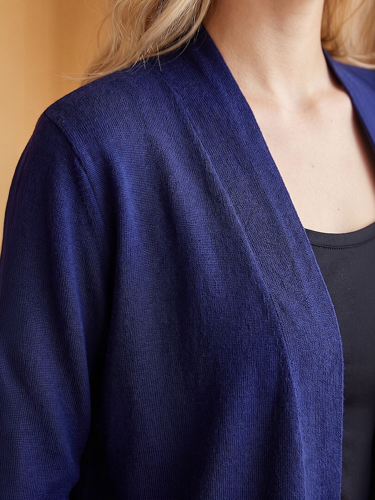 Roman Blue Petite Plain Stretch Cardigan - Image 4 of 4 Roman Blue Petite Plain Stretch Cardigan - Image 4 of 4
