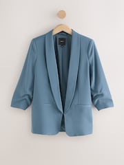 Blau - Entspannter Blazer mit gerafften Ärmeln - Bild 6 von 9