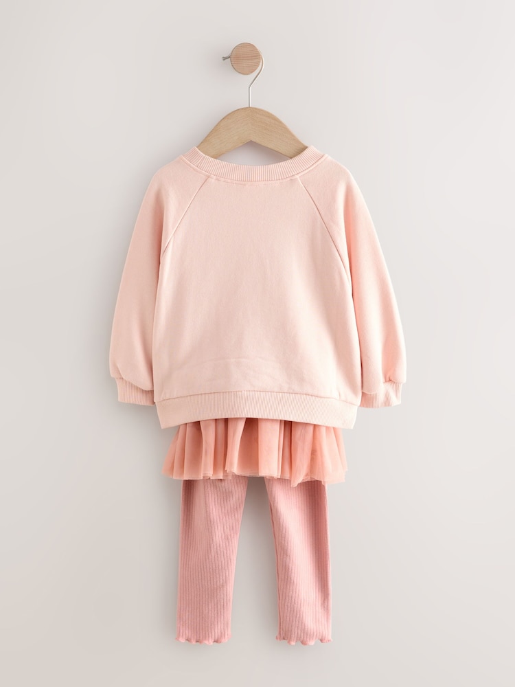 Pink Sweatshirt Skirt and Leggings 2 Piece Set (3mths-7yrs) - Image 2 of 9