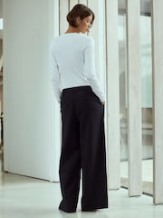 Navy N. Premium Twill Belted Wide Leg Trousers - Image 3 of 7