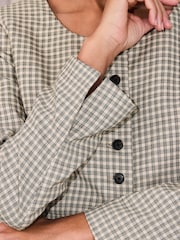 Monochrome Check Collarless Jacket - Image 4 of 7