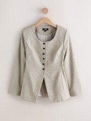 Monochrome Check Collarless Jacket - Image 5 of 7