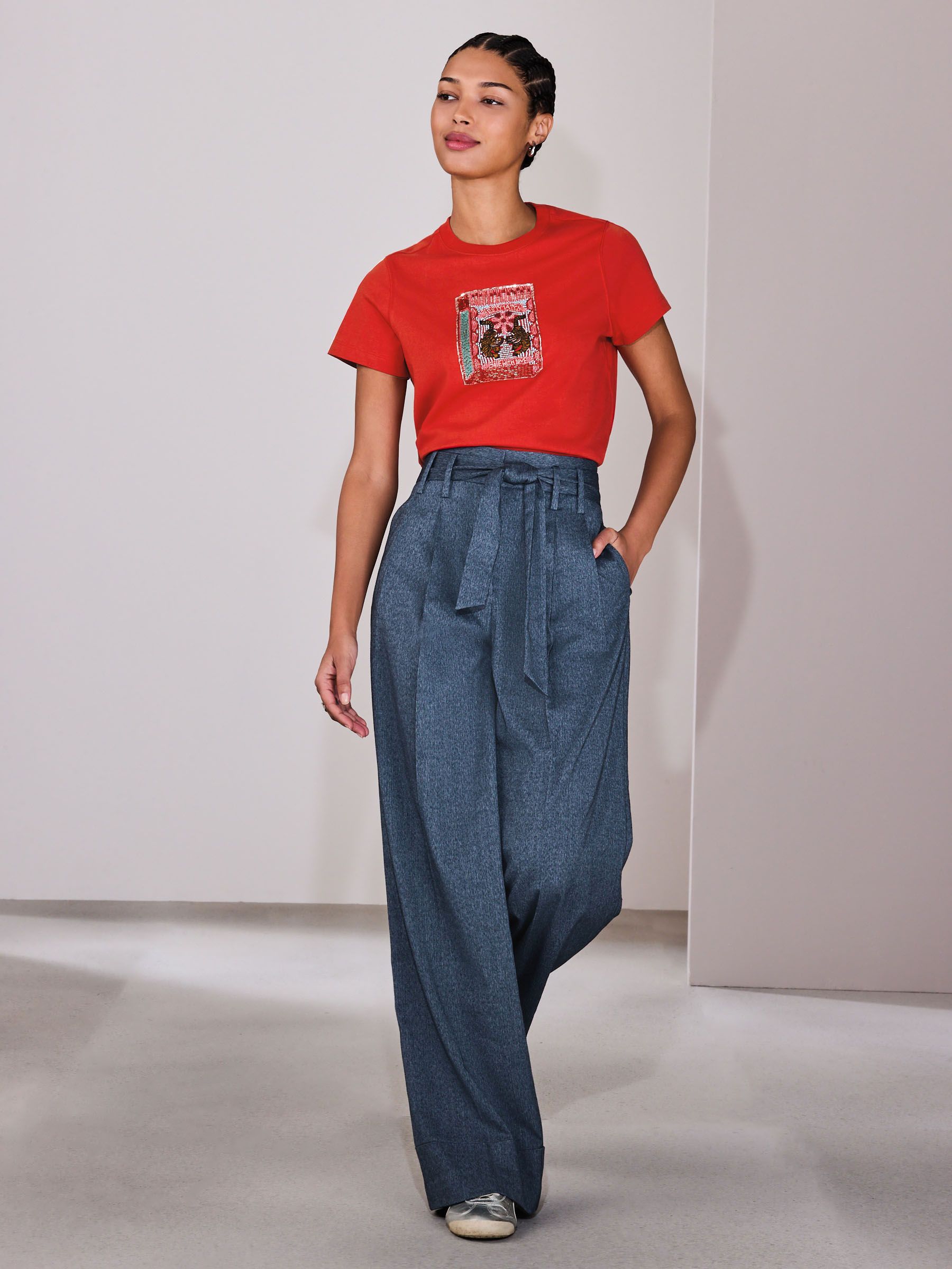 Buy Denim Superwide Belted Trousers from Next Canada