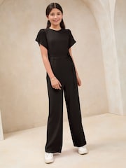 Lipsy Black Mesh Yoke Jumpsuit (5-16yrs) - Image 1 of 4