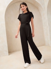 Lipsy Black Mesh Yoke Jumpsuit (5-16yrs) - Image 3 of 4