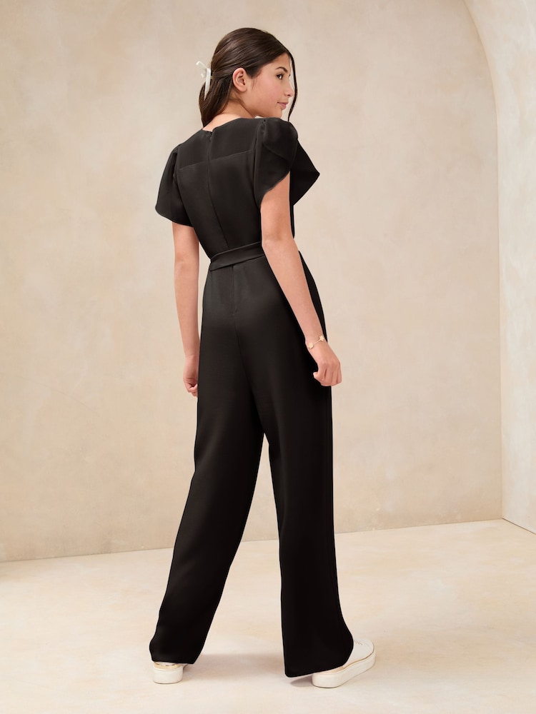 Lipsy Black Mesh Yoke Jumpsuit (5-16yrs) - Image 4 of 4