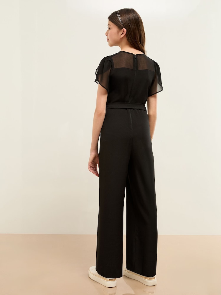 Lipsy Black Mesh Yoke Jumpsuit (5-16yrs) - Image 4 of 4 Lipsy Black Mesh Yoke Jumpsuit (5-16yrs) - Image 4 of 4