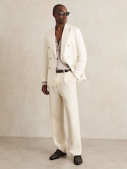 Reiss Wicker Brown Melange West Merino Wool Button Through Cardigan - Image 3 of 6
