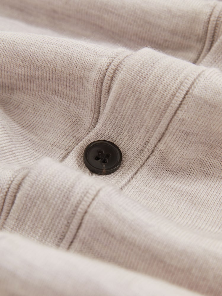 Reiss Wicker Brown Melange West Merino Wool Button Through Cardigan - Image 6 of 6