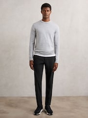 Reiss Black Split Technical Relaxed Drawstring Trousers - Image 1 of 6