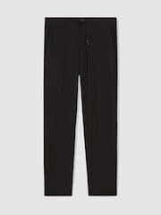 Reiss Black Split Technical Relaxed Drawstring Trousers - Image 2 of 6