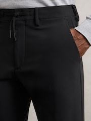 Reiss Black Split Technical Relaxed Drawstring Trousers - Image 4 of 6