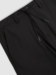 Reiss Black Split Technical Relaxed Drawstring Trousers - Image 6 of 6