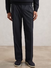 Reiss Navy Arden Relaxed-Fit Twill Drawstring Trousers - Image 3 of 6